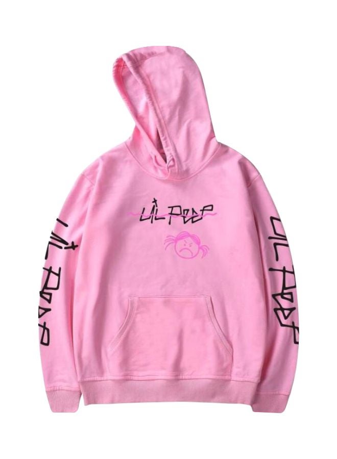 Printed Cotton Hooded Sweatshirt Pink/Black - Image 1