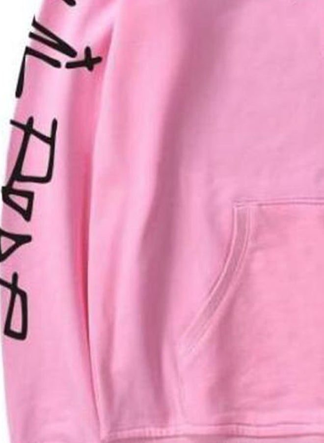 Printed Cotton Hooded Sweatshirt Pink/Black - Image 3