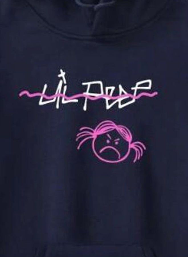 Printed Cotton Hooded Sweatshirt Blue/White/Pink - Image 2