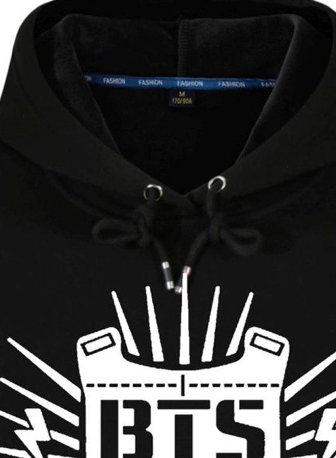 BTS Printed Polyester Hooded Sweatshirt Black/White - Image 3