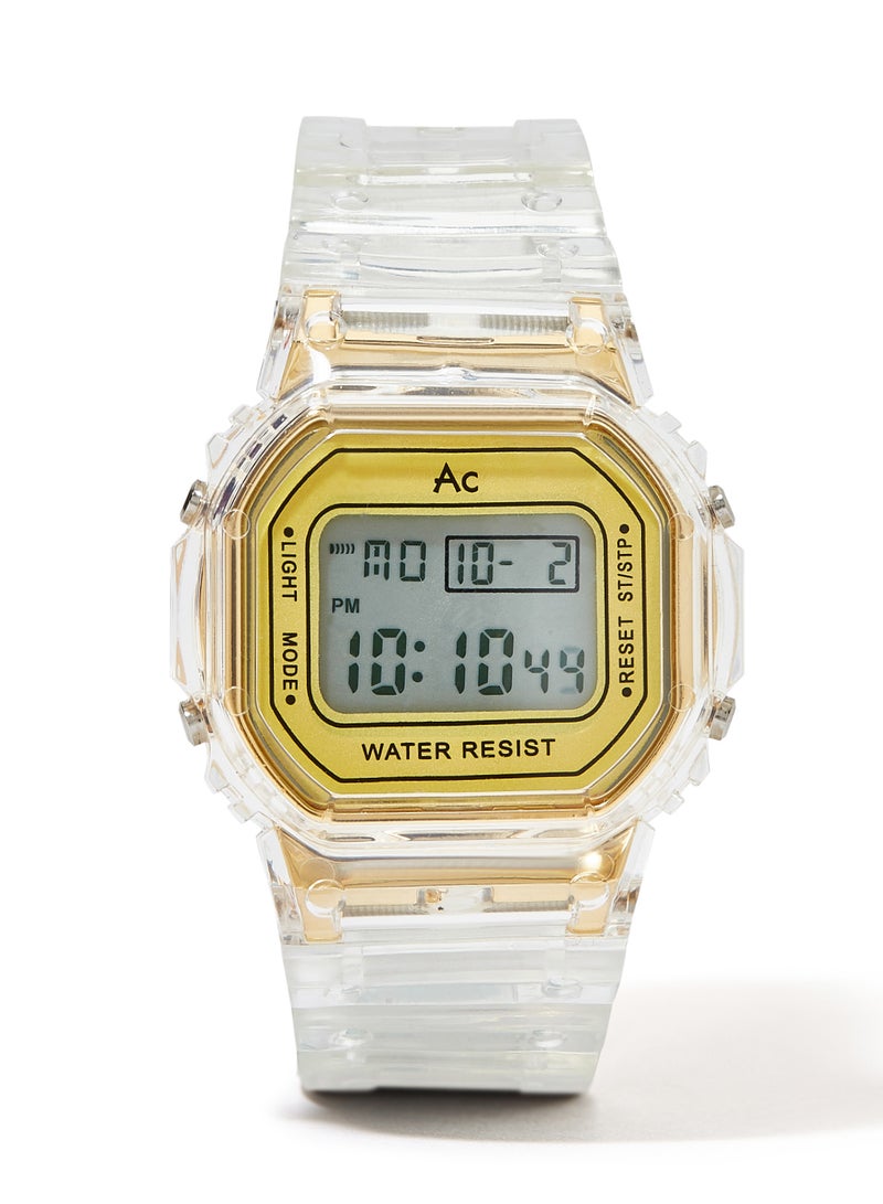 AC SPORTS Octagon Resin Digital Wrist Watch X35 - 36 mm - Transparent  - Image 1