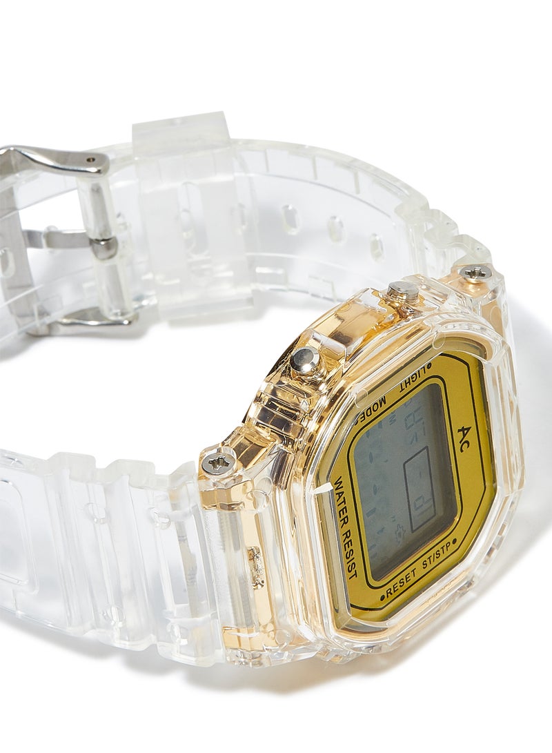 AC SPORTS Octagon Resin Digital Wrist Watch X35 - 36 mm - Transparent  - Image 2