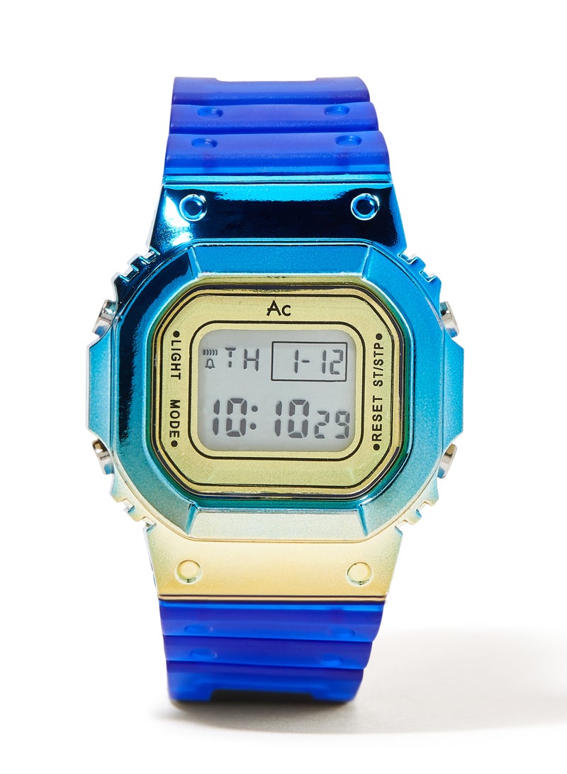AC SPORTS Octagon Resin Digital Wrist Watch X38 - 36 mm - Blue  - Image 1