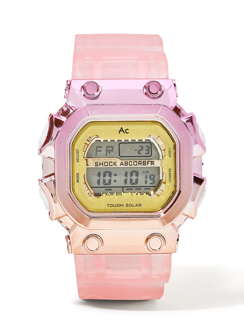 AC SPORTS Octagon Resin Digital Wrist Watch X30 - 40 mm - Pink  - Image 1