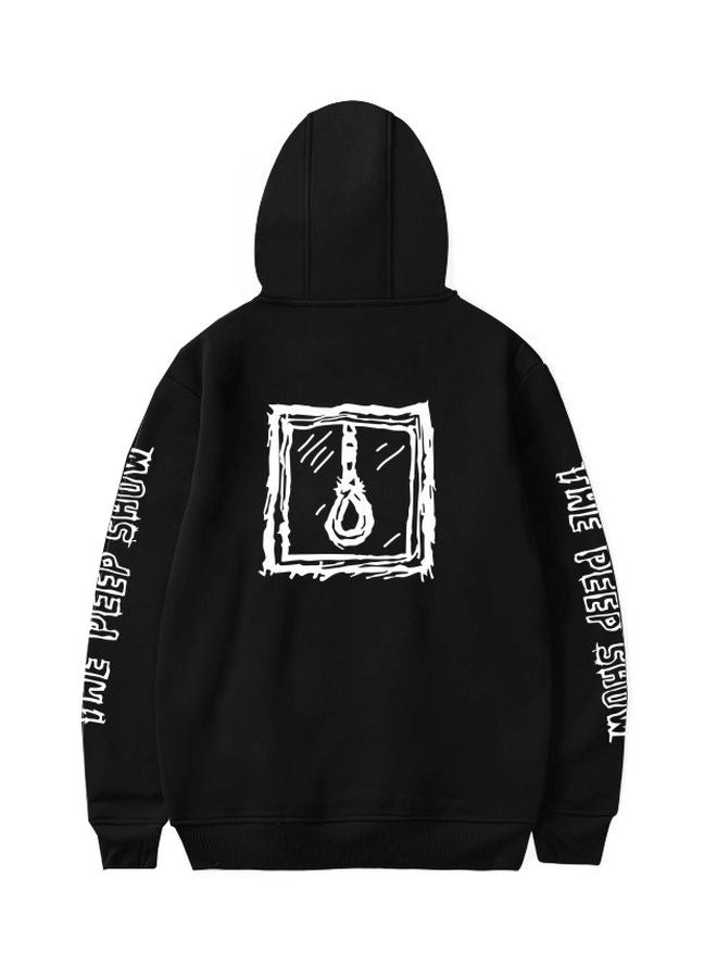 Printed Cotton Hooded Sweatshirt Black/White - Image 2