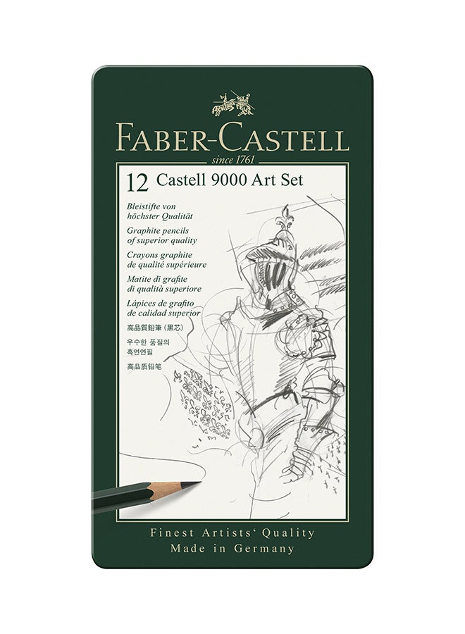 FABER-CASTELL - 12-Piece 9000 Graphite 8B - 2H Sketch Pencil Set Grey - Image 1