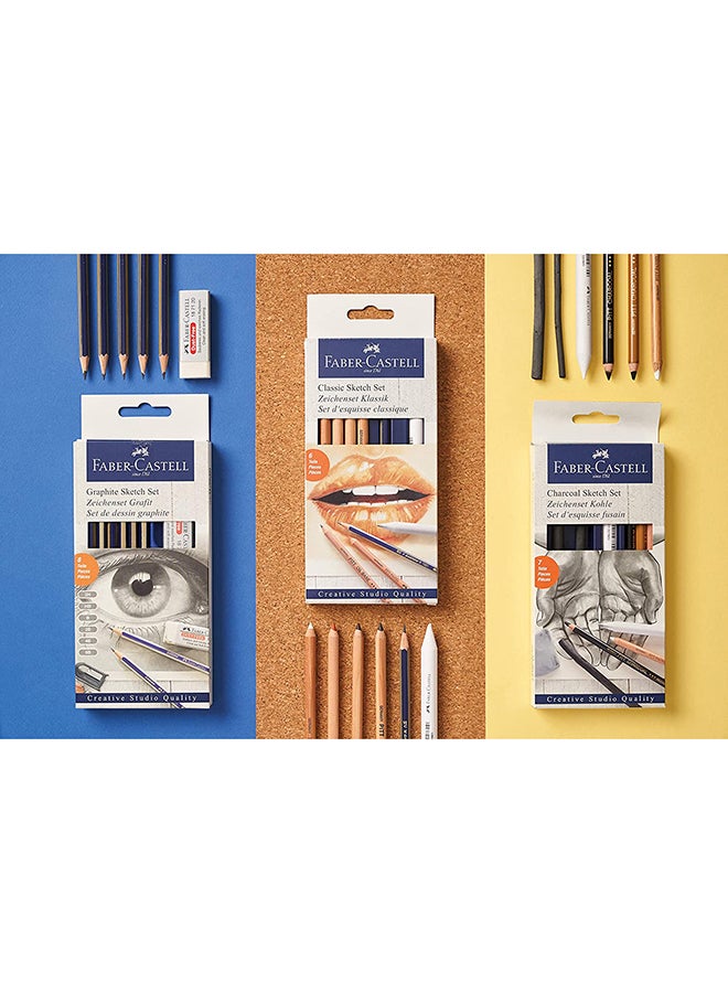 FABER-CASTELL - Pack Of 8 Graphite Sketch Set With Sharpener And Eraser Multicolor - Image 1
