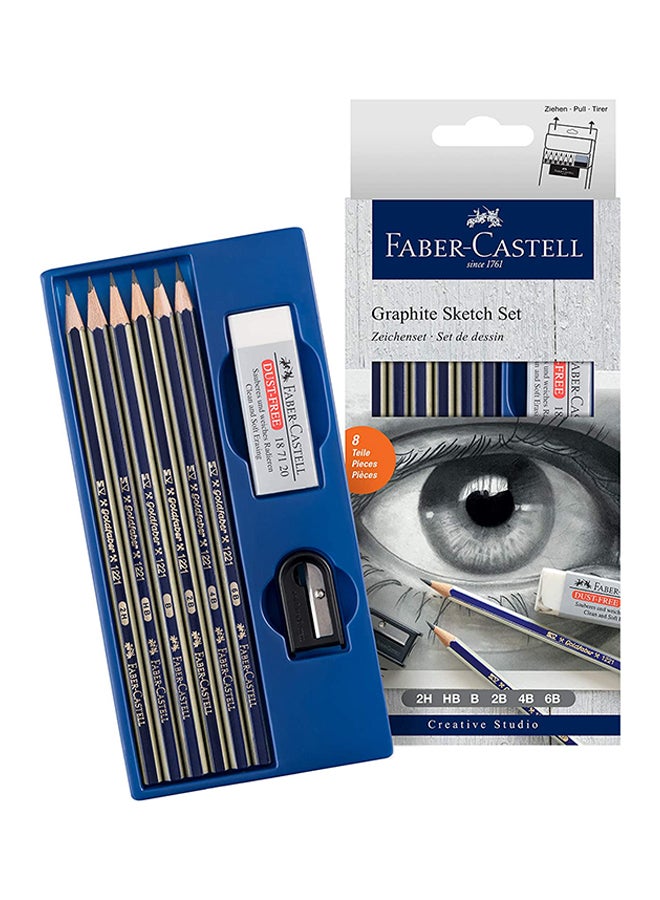 FABER-CASTELL - Pack Of 8 Graphite Sketch Set With Sharpener And Eraser Multicolor - Image 1
