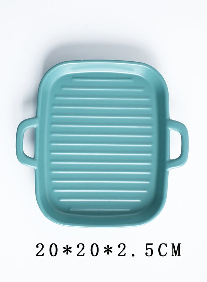 Sharpdo Square Stripe Plate With Two Ears Blue 8inch  - Image 4
