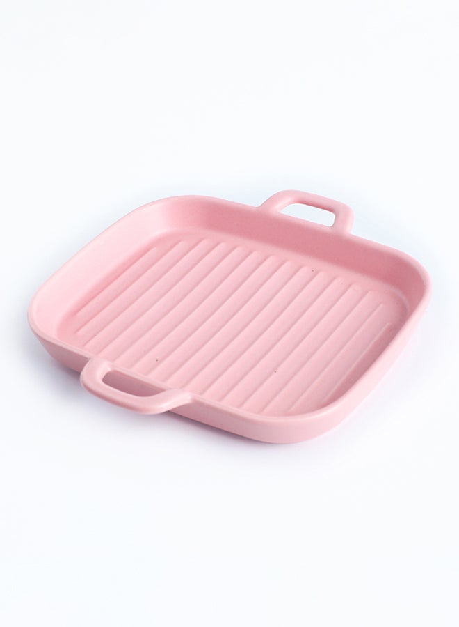 Sharpdo Square Stripe Plate With Two Ears Pink 8inch - Image 2