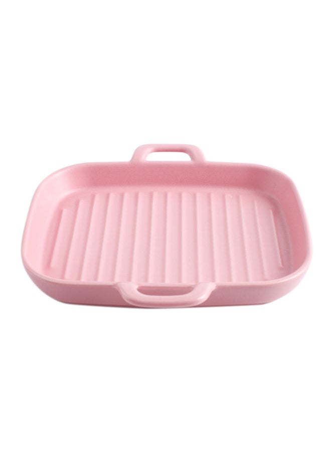 Sharpdo Square Stripe Plate With Two Ears Pink 8inch - Image 1