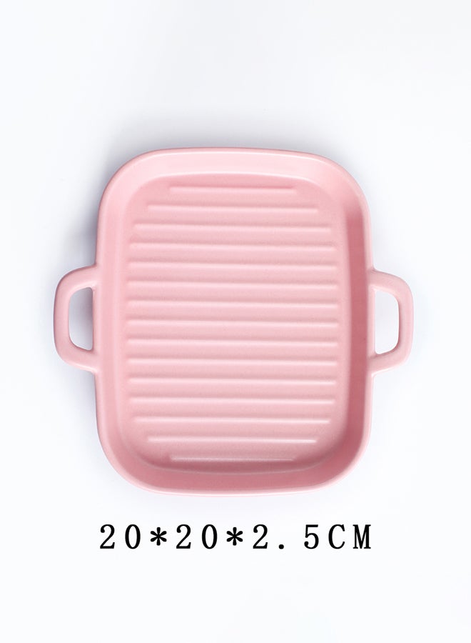 Sharpdo Square Stripe Plate With Two Ears Pink 8inch - Image 3