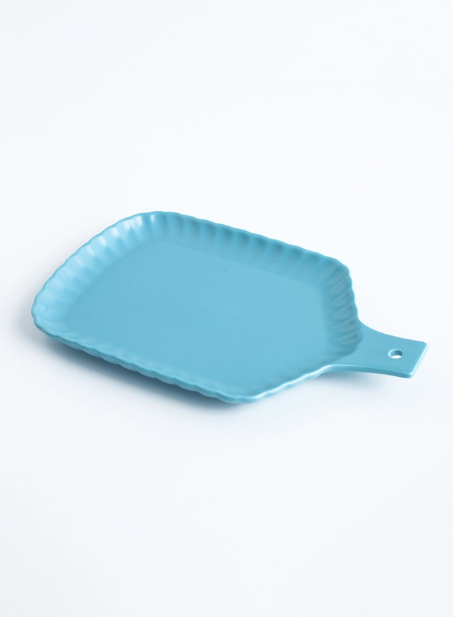 Sharpdo Chrysanthemum Ceramic Rectangle Ovendish With Handle Blue 13inch  - Image 2