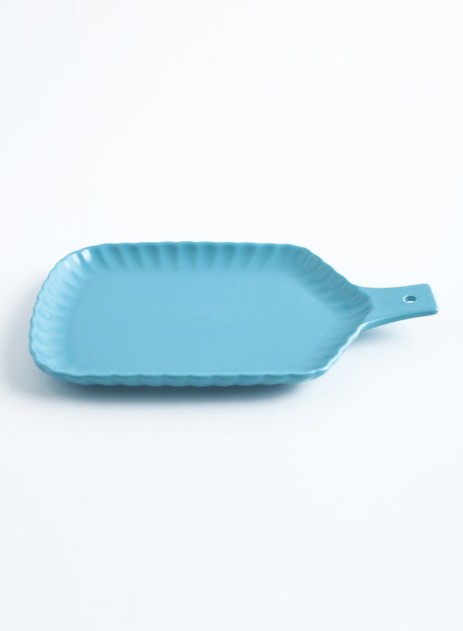 Sharpdo Chrysanthemum Ceramic Rectangle Ovendish With Handle Blue 13inch  - Image 3