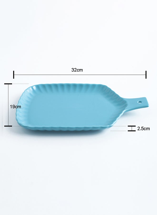 Sharpdo Chrysanthemum Ceramic Rectangle Ovendish With Handle Blue 13inch  - Image 4