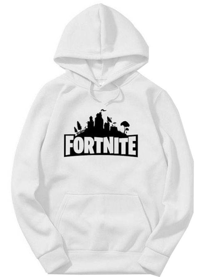 هودي بطبعة شعار لعبة Fortnite أبيض/ أسود - Image 1