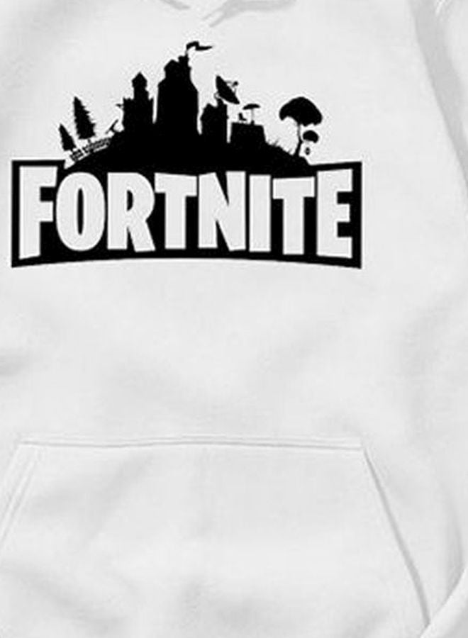 هودي بطبعة شعار لعبة Fortnite أبيض/ أسود - Image 2