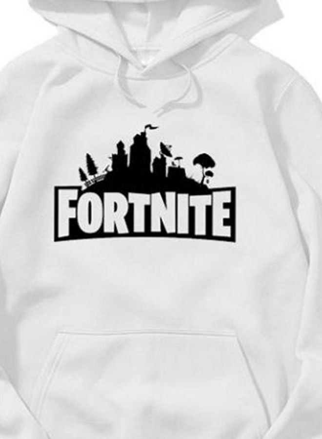 هودي بطبعة شعار لعبة Fortnite أبيض/ أسود - Image 3