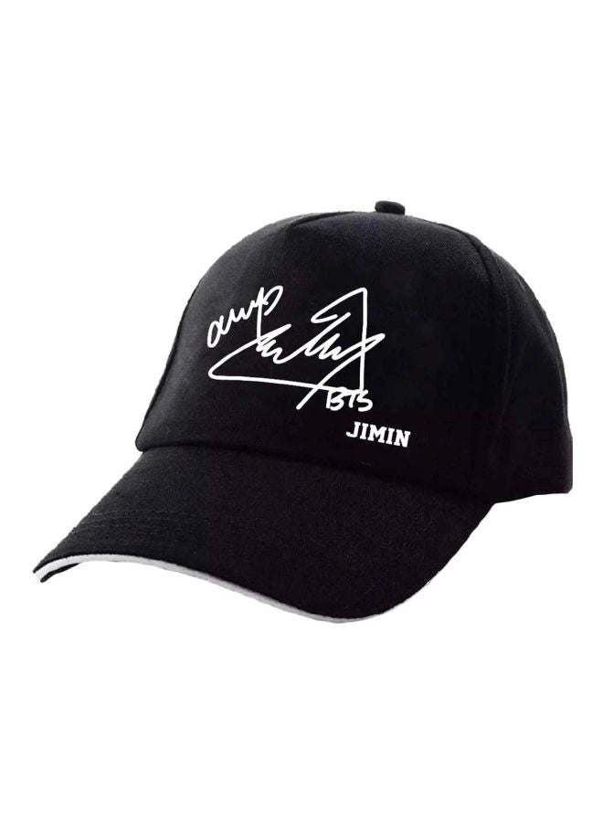 BTS JIMIN Printed Baseball Cap Black/White - Image 1