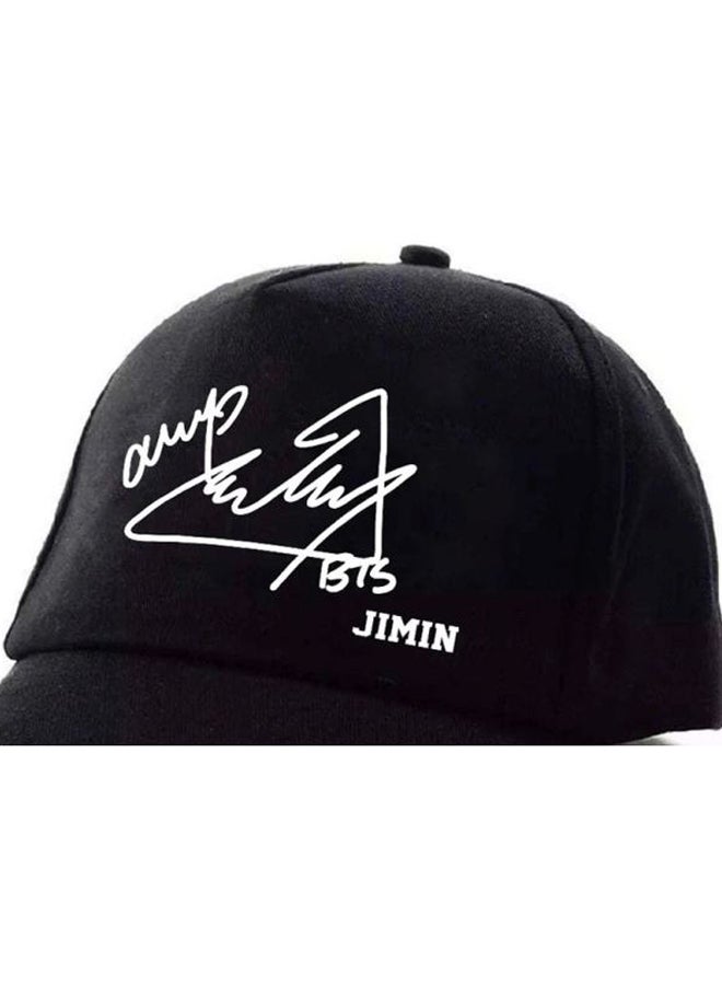 BTS JIMIN Printed Baseball Cap Black/White - Image 2