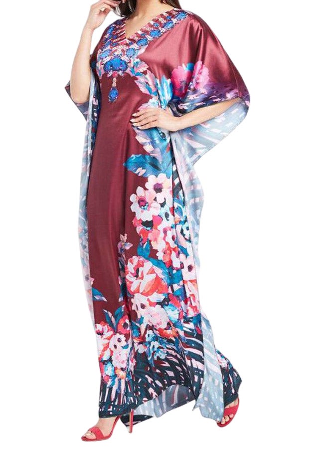 ZYLIST Crystal Batwing Sleeve Printed Kaftan Brown/Blue/Pink  - Image 1