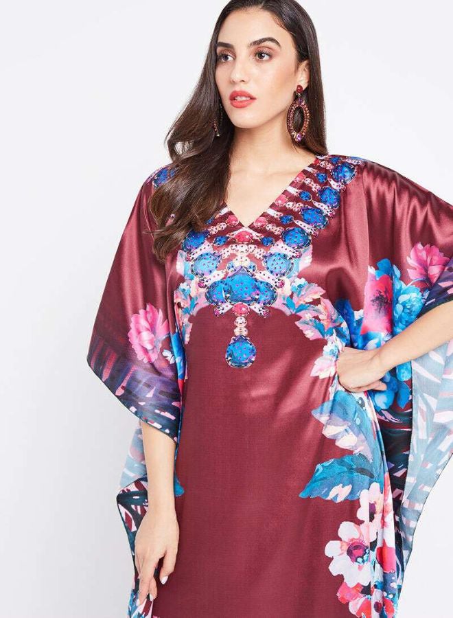 ZYLIST Crystal Batwing Sleeve Printed Kaftan Brown/Blue/Pink  - Image 3