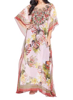 Crystal Batwing Sleeve Printed Kaftan Multicolour