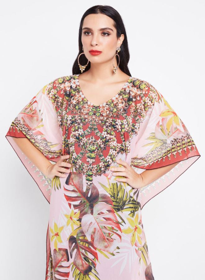 ZYLIST - Crystal Batwing Sleeve Printed Kaftan Multicolour - Image 1