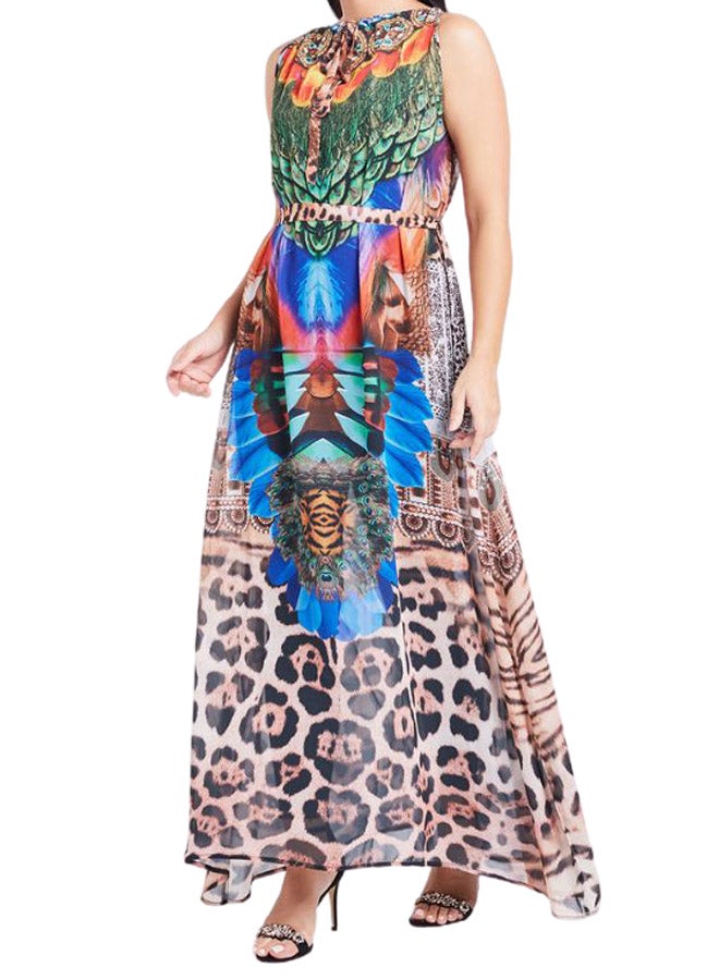 ZYLIST - Crystal Sleeveless Printed Kaftan Multicolour - Image 1