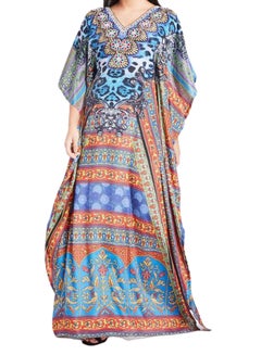 Crystal Batwing Sleeve Printed Kaftan Multicolour