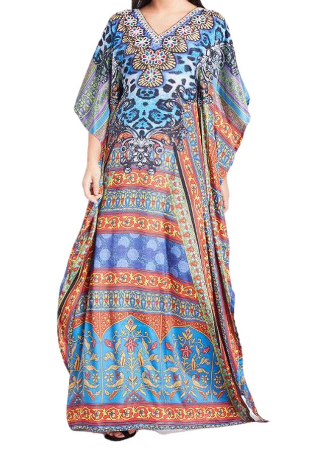 ZYLIST - Crystal Batwing Sleeve Printed Kaftan Multicolour - Image 1