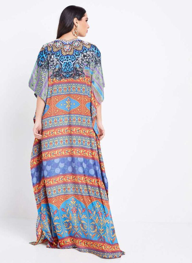 ZYLIST - Crystal Batwing Sleeve Printed Kaftan Multicolour - Image 1