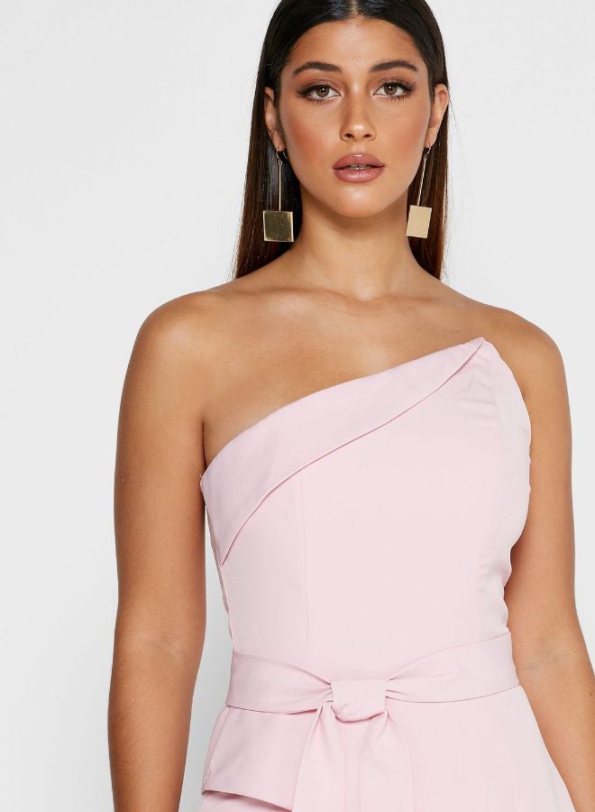 lavish alice - Tie Waist Bandeau Jumpsuit Light Pink - Image 1