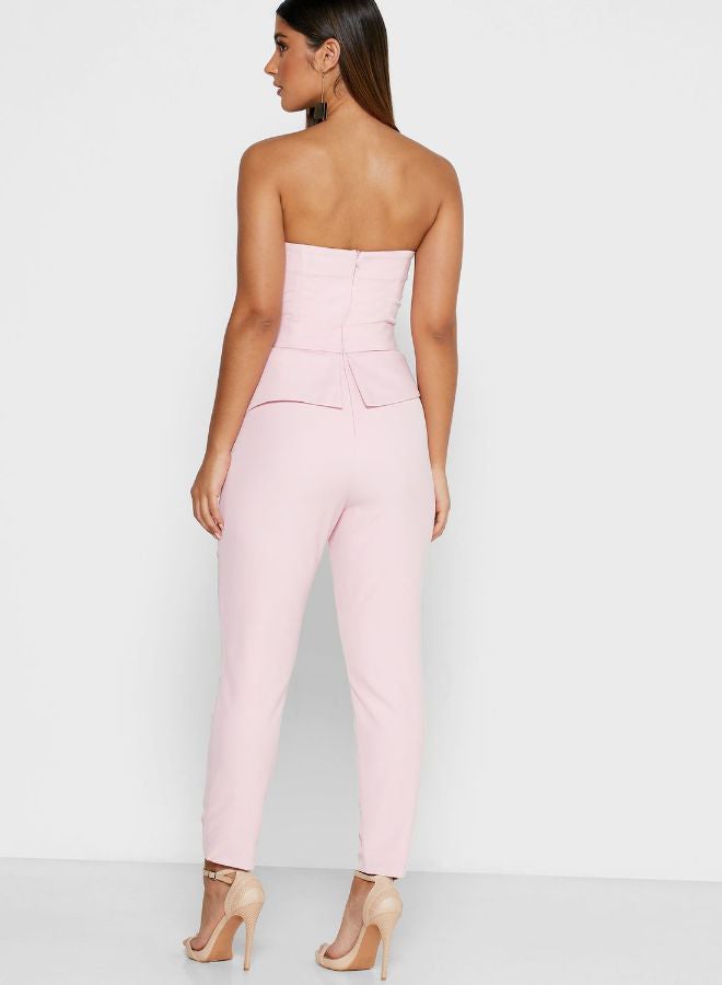 lavish alice - Tie Waist Bandeau Jumpsuit Light Pink - Image 1