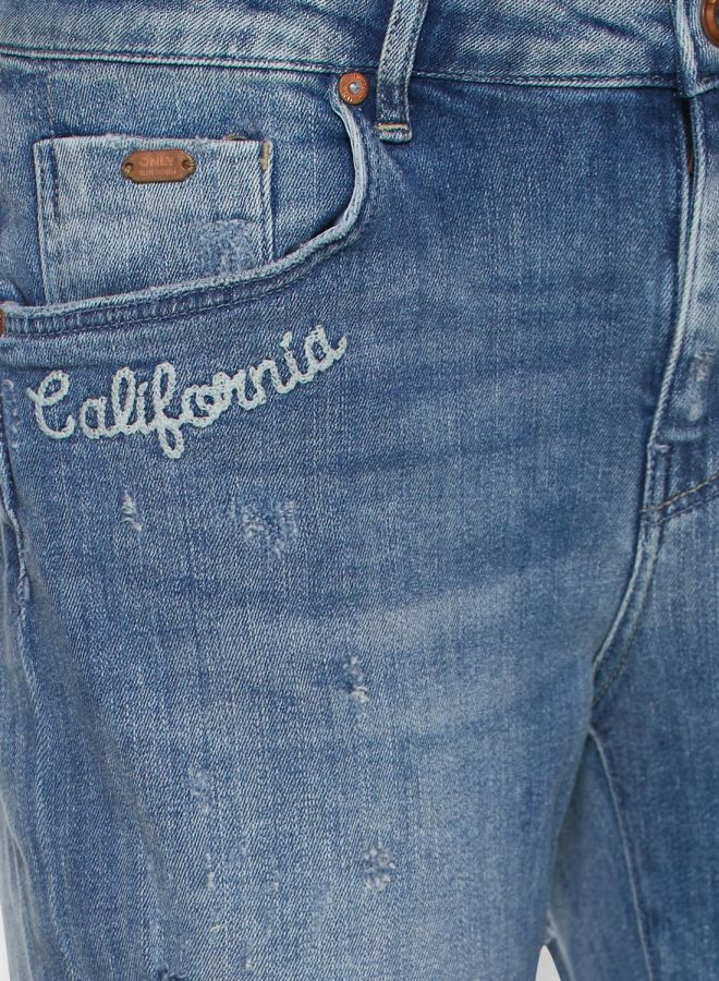 ONLY - Ripped Skinny Fit Casual Jeans Blue - Image 1