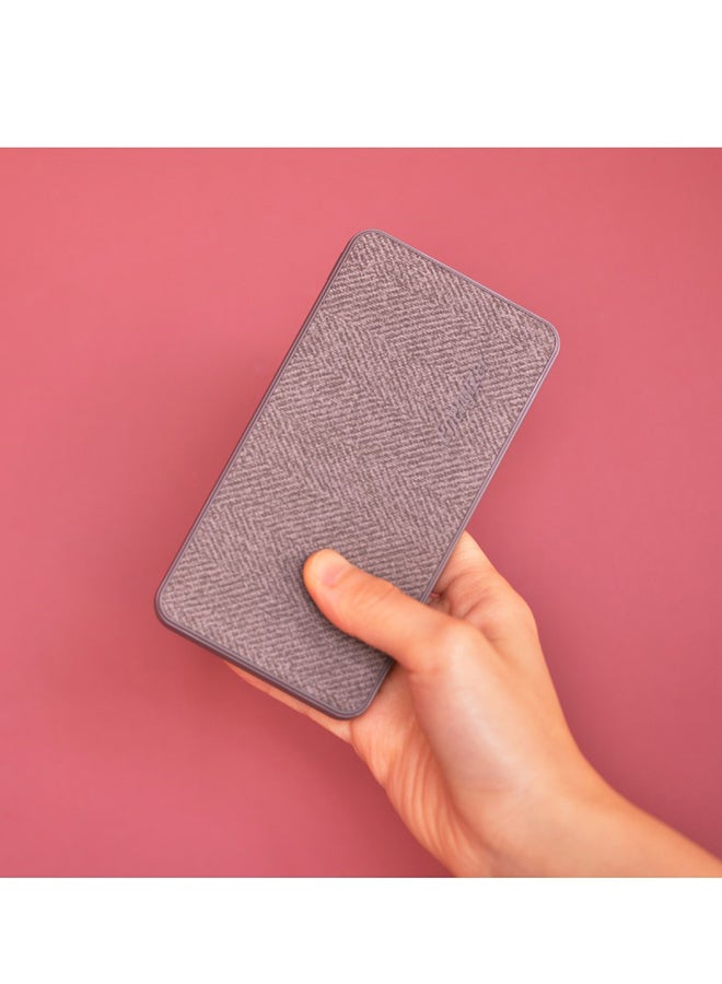 15000.0 mAh Max 2.1A Rapid Charging Premium Fabric Finish Power Bank With Dual Outputs And Type-C,Micro USB Inputs, PowerSafe Management Grey