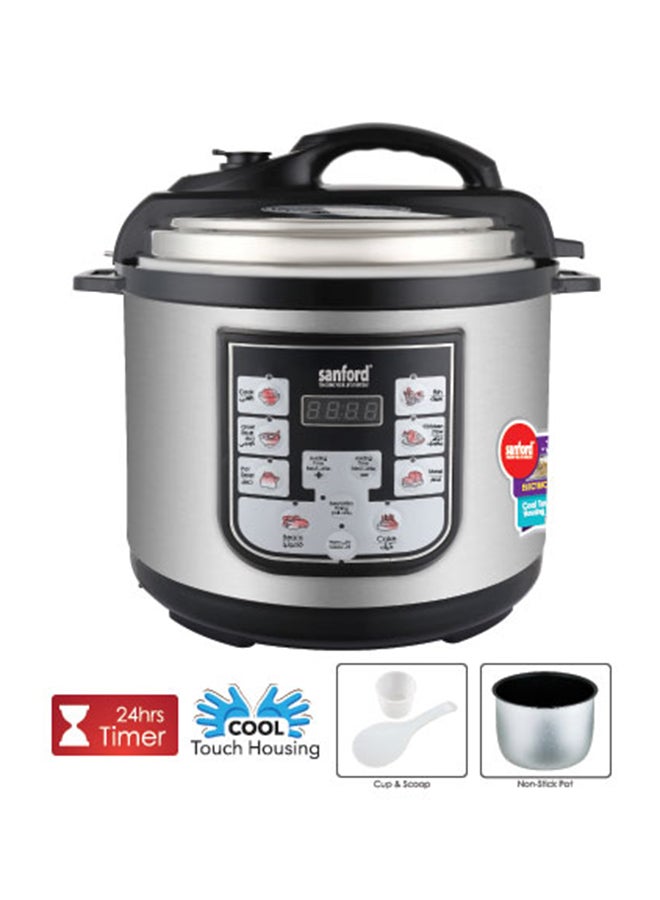 Sanford - Electrical Pressure Cooker with 8 Preset Functions 6.0 L 1000.0 W SF3200EPC Black/Silver - Image 1