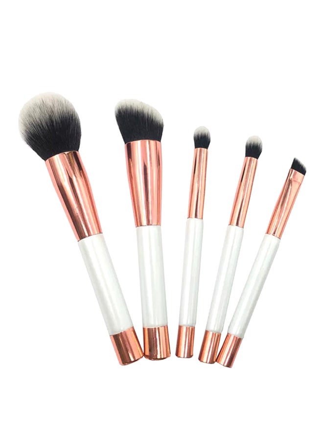 Coco Jar 5-Piece Travel Makeup Brushes Set White/ Rose Gold  - Image 1