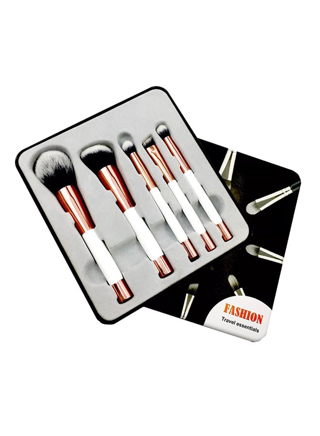 Coco Jar 5-Piece Travel Makeup Brushes Set White/ Rose Gold  - Image 2