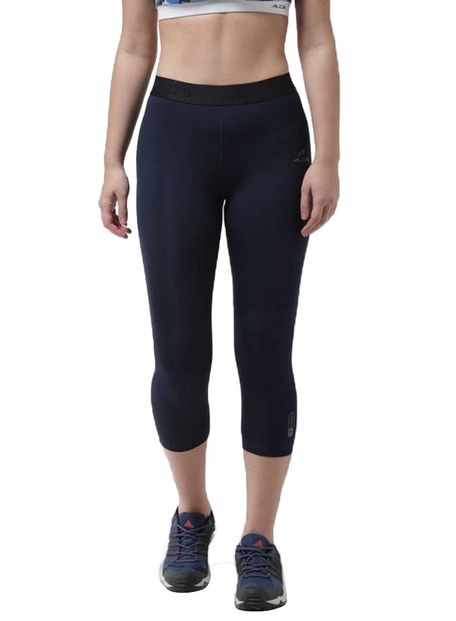 ALCIS - Solid Cropped Tights Leggings Navy Blue - Image 1