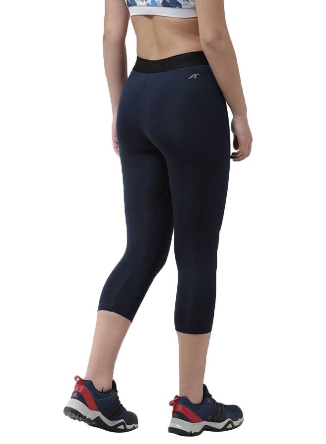 ALCIS - Solid Cropped Tights Leggings Navy Blue - Image 1
