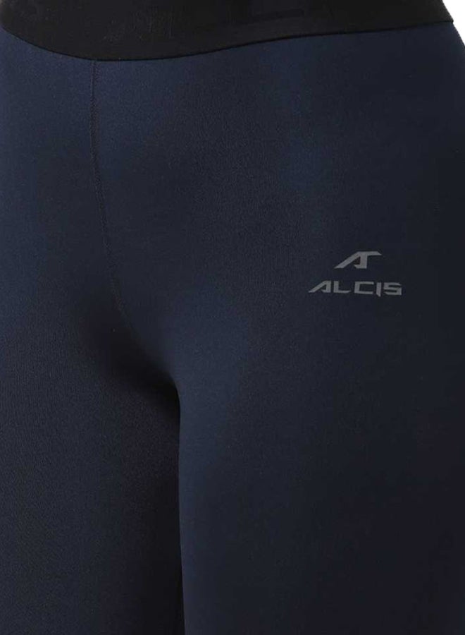 ALCIS - Solid Cropped Tights Leggings Navy Blue - Image 1