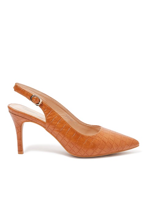 Textured Slingbacks Camel
