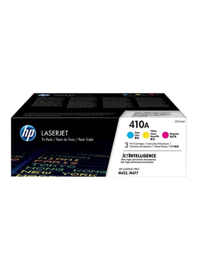 HP 3-Piece 410A Laser Toner Cartridge Set Cyan/Magenta/Yellow - Image 1