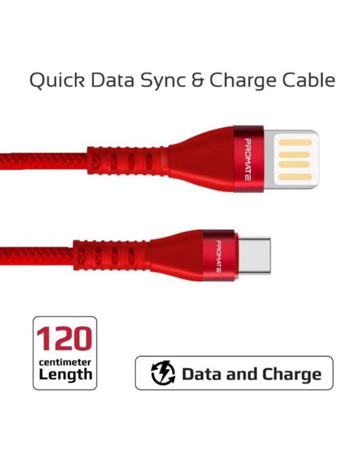 بروميت كابل USB نوع C سريع الشحن أحمر  - Image 2