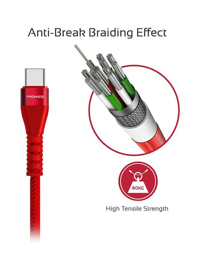 بروميت كابل USB نوع C سريع الشحن أحمر  - Image 4