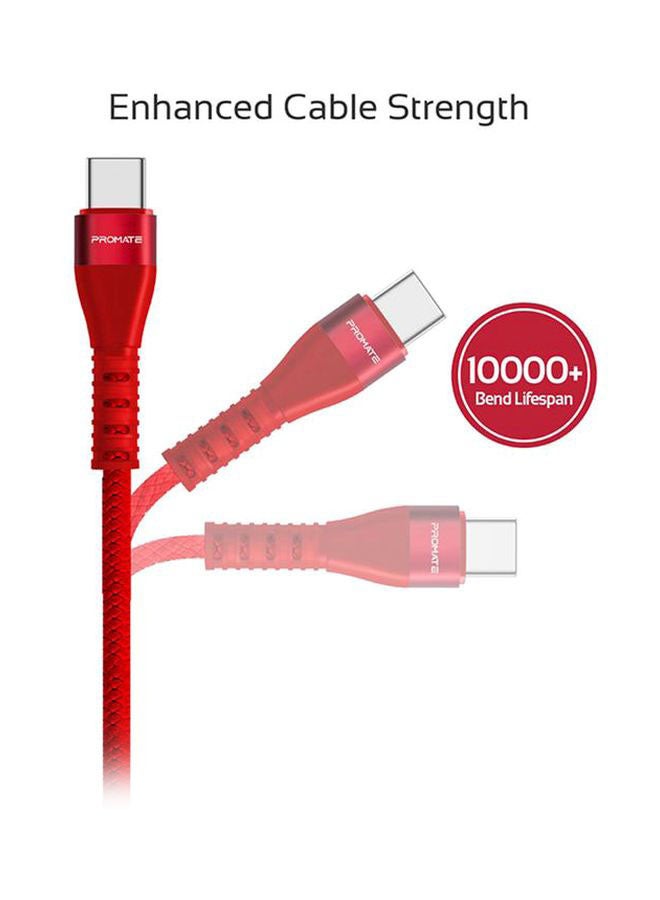 بروميت كابل USB نوع C سريع الشحن أحمر  - Image 5