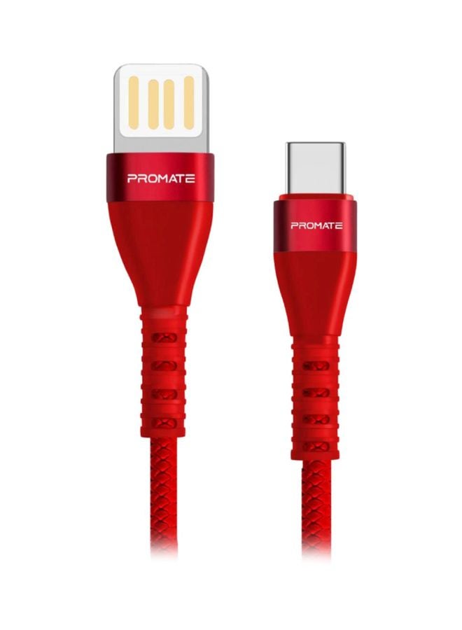 بروميت كابل USB نوع C سريع الشحن أحمر  - Image 1