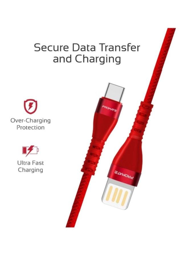 بروميت كابل USB نوع C سريع الشحن أحمر  - Image 3