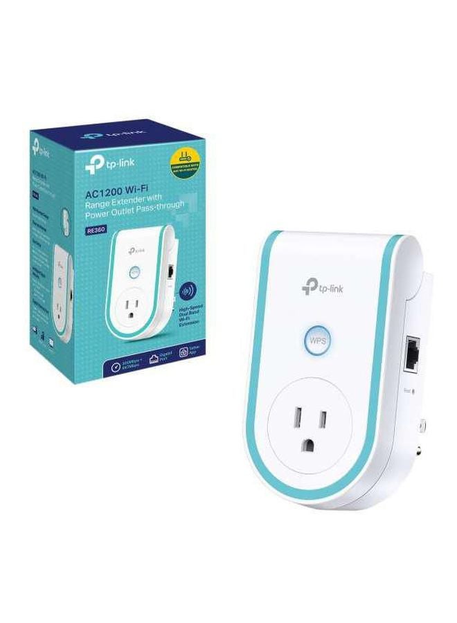 TP-LINK - AC1200 Wi-Fi Range Extender With AC Passthrough 4.9 x 2.8 x 3.0inch White/Blue - Image 1